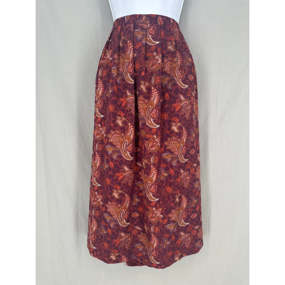 90s Vintage Skirt Womens Large Purple Floral Midi Paisley Boho Bohemian Cottage